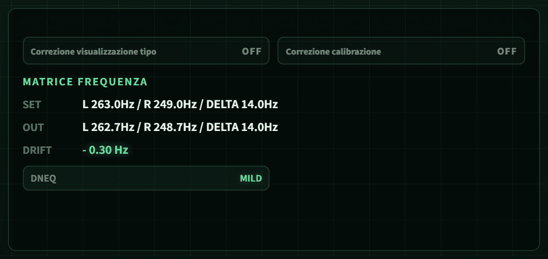 Monitor live BIFROST con soglia, matrice di frequenze, stato DNEQ e letture di verifica